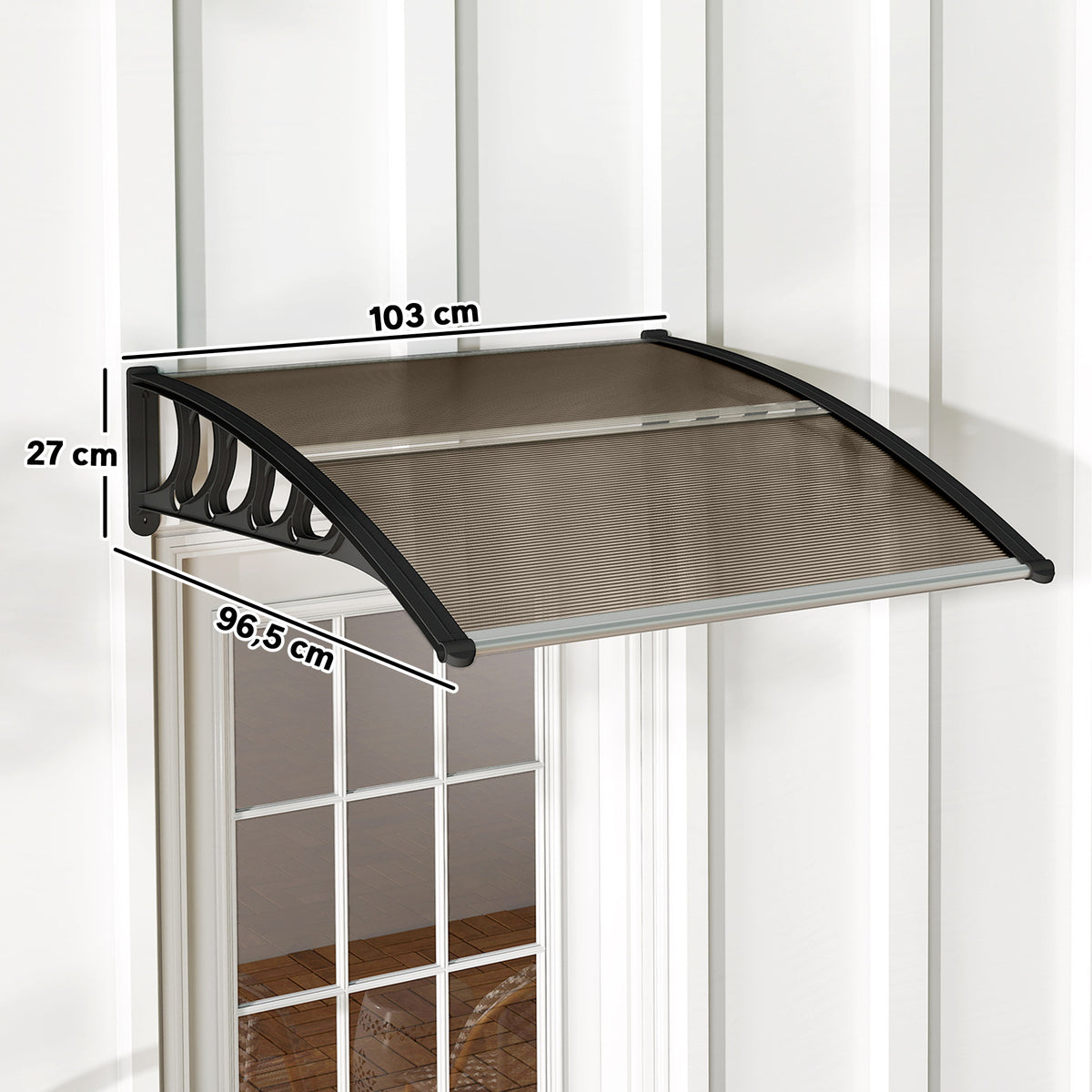 Marquesina Exterior De Policarbonato Outsunny 100x100x26 Cm Marrón_2