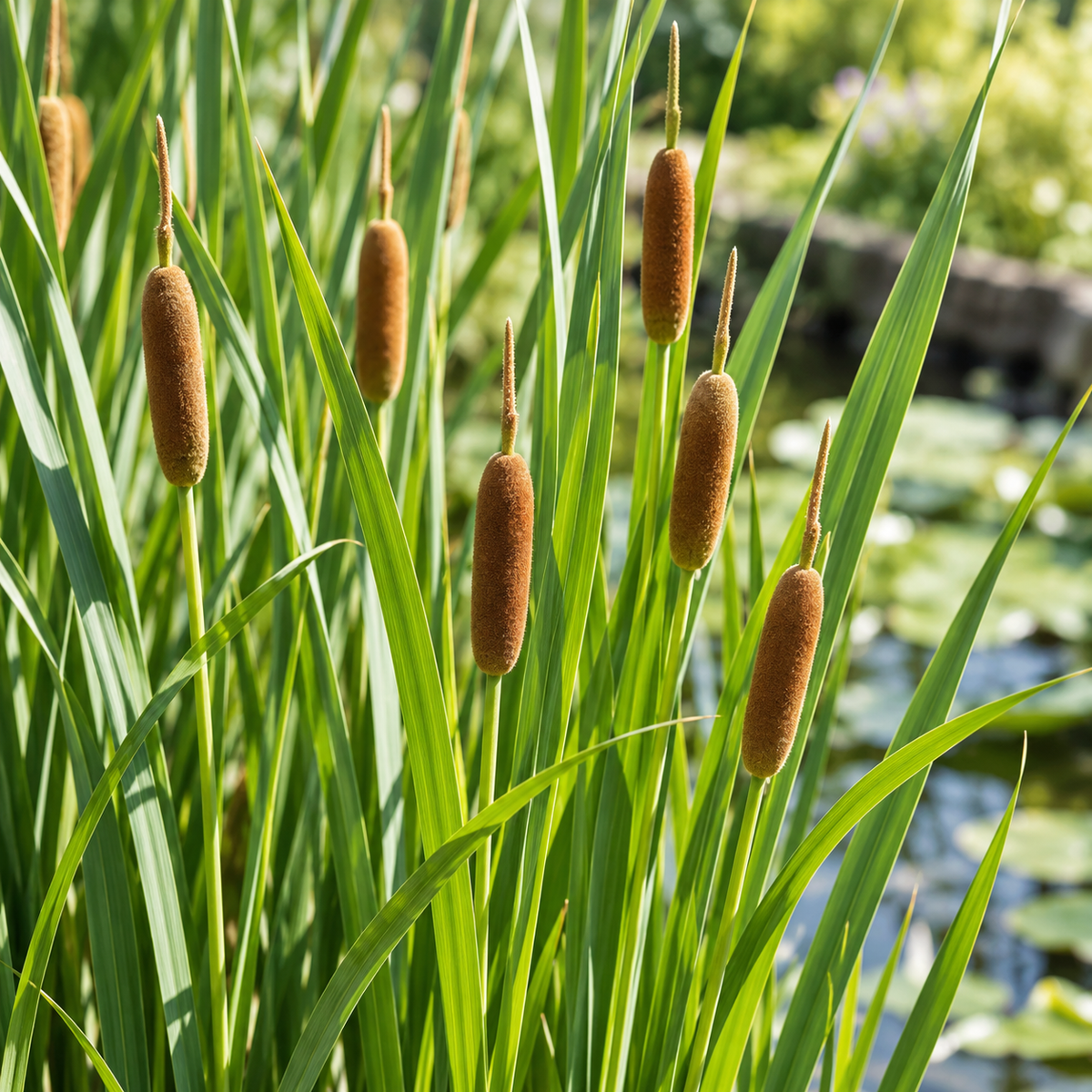 Espadaña De Hoja Estrecha - Typha Softroots - Set De 4 Con Cesta_2