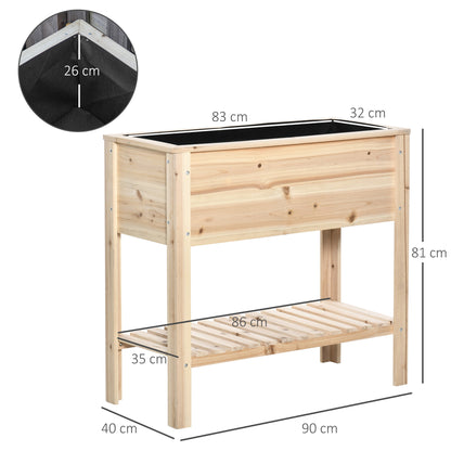 Huerto Urbano Elevado Con Estante Outsunny 90x40x81 Cm Natural_2