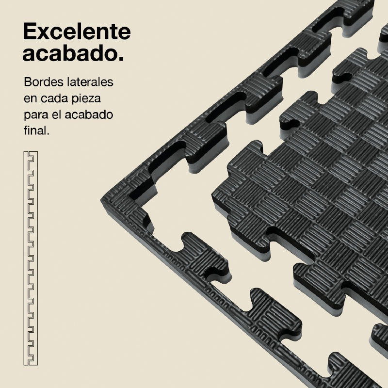 Tatami Puzzle 4cm 100x100cm, Pack 4 Unidades – Superficie 5 Líneas Gris/negro Jowy_2