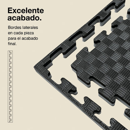 Tatami Puzzle 4cm 100x100cm – Superficie 5 Líneas Gris/negro Jowy_2