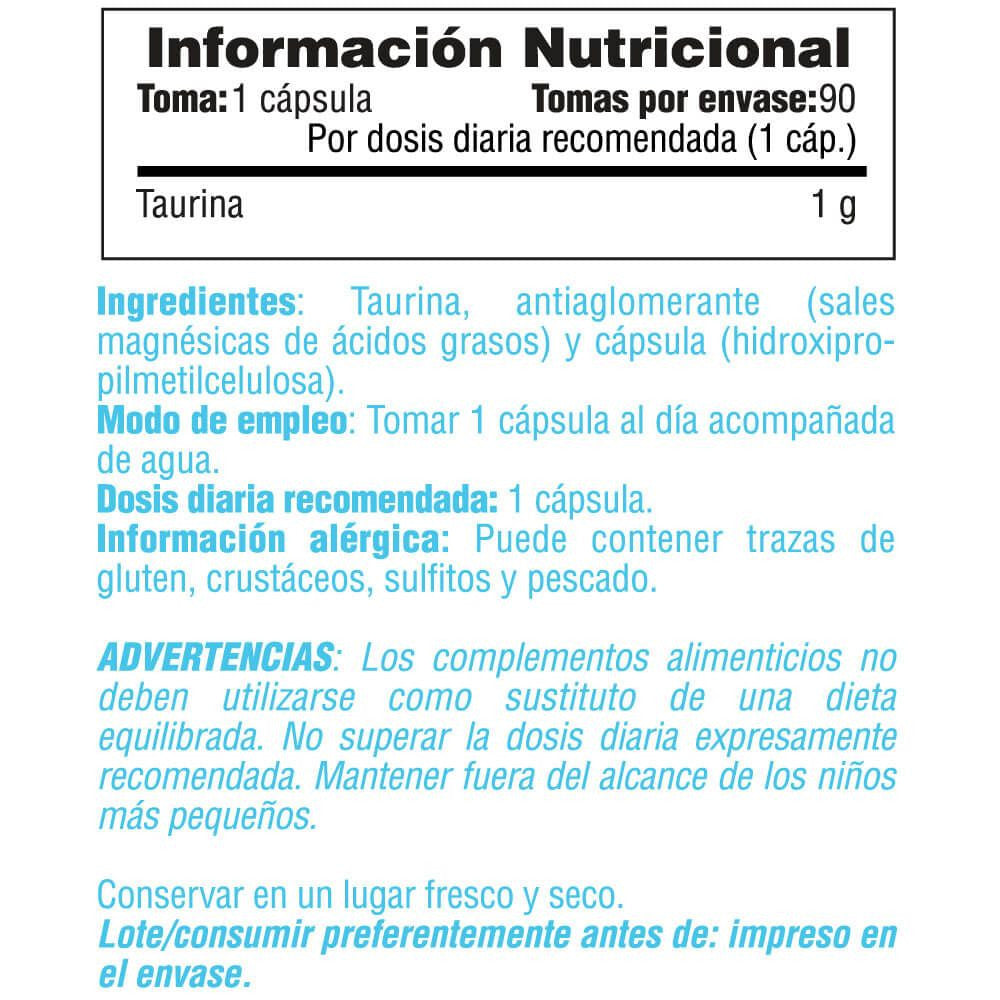Taurina 1000mg - 90 Cápsulas Vegetales - Taurina - Smart Supplements_5