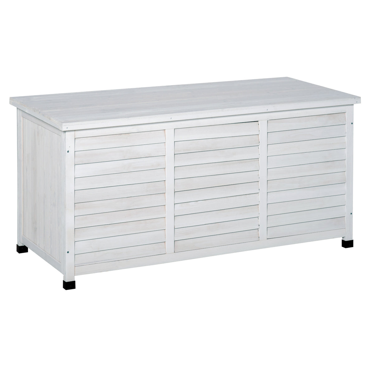 Baúl De Madera Outsunny Blanco 127x56x60 Cm Madera De Abeto_0