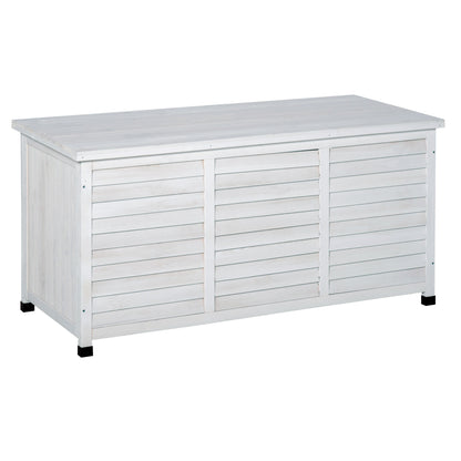 Baúl De Madera Outsunny Blanco 127x56x60 Cm Madera De Abeto_0