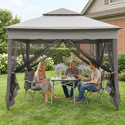 Carpa Plegable Outsunny Metal, Poliéster Gris 325x325x270 Cm_4