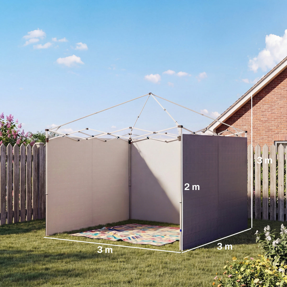 Paredes Laterales Carpa Outsunny Tela Oxford Azul 300x200 Cm_2