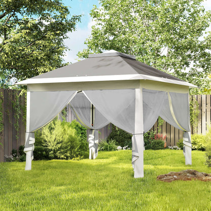 Carpa Plegable Outsunny Tela Oxford, Metal Gris Oscuro 330x330x288 Cm_1
