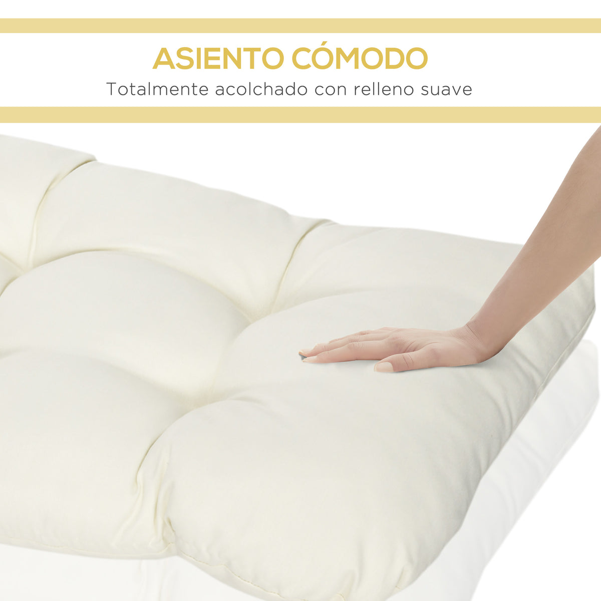 Cojín Para Banco De 2 Plazas Outsunny 110x48x8 Cm Crema_4