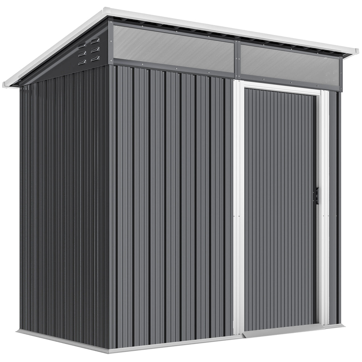 Caseta De Jardín Outsunny Acero Galvanizado Gris Oscuro 195x122x182 Cm_0