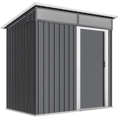 Caseta De Jardín Outsunny Acero Galvanizado Gris Oscuro 195x122x182 Cm_0