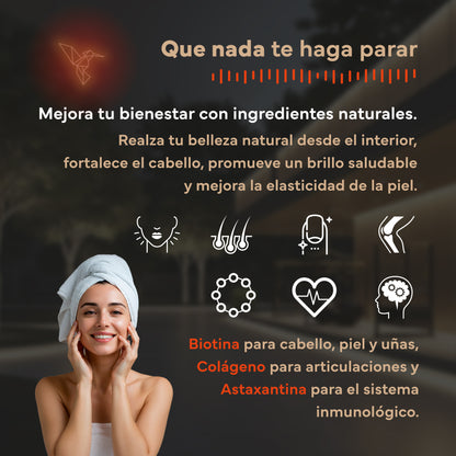 Pack Glow Para Regalo: Astaxantina, Biotina Y Colágeno Marino Puro. Sevens Nutrition. Antioxidante, Pelo, Uñas Y Piel_4