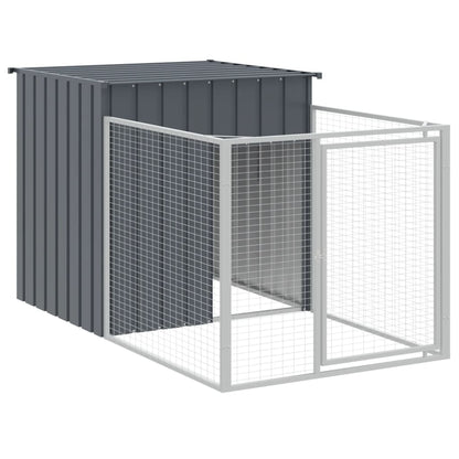 Caseta Perros Con Corral Acero Galvanizado Gris 110x1221x110 Cm_5