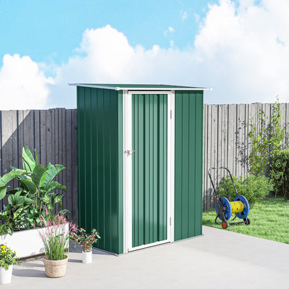 Caseta De Jardín Acero 1,07 M² Con Puerta Outsunny 142x84x189 Cm Verde_4