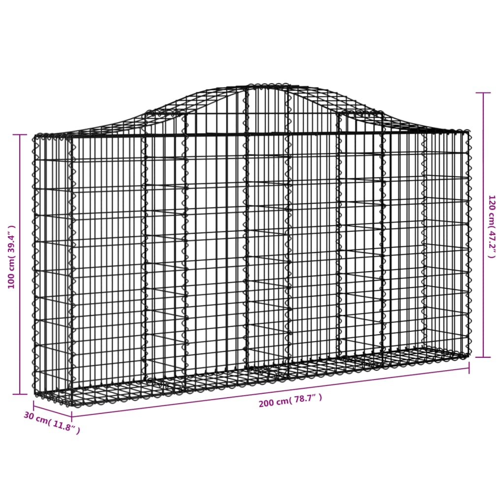 Cestas De Gaviones 10 Uds Forma Arco Hierro 200x30x100/120 Cm_5