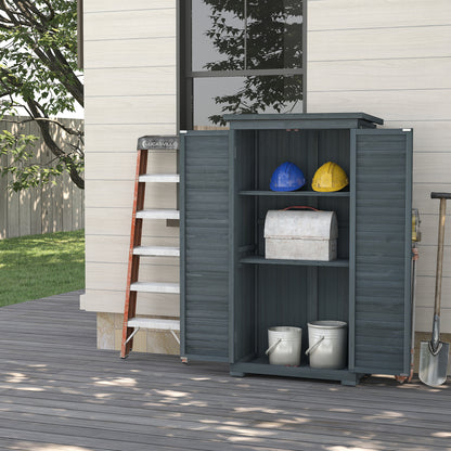 Cobertizo De Madera Outsunny Madera De Abeto Gris 87x46.5x160 Cm_1
