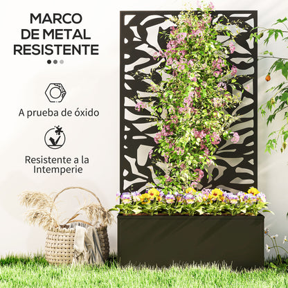 Jardinera Exterior Outsunny Metal Negro 61x23x113 Cm_5