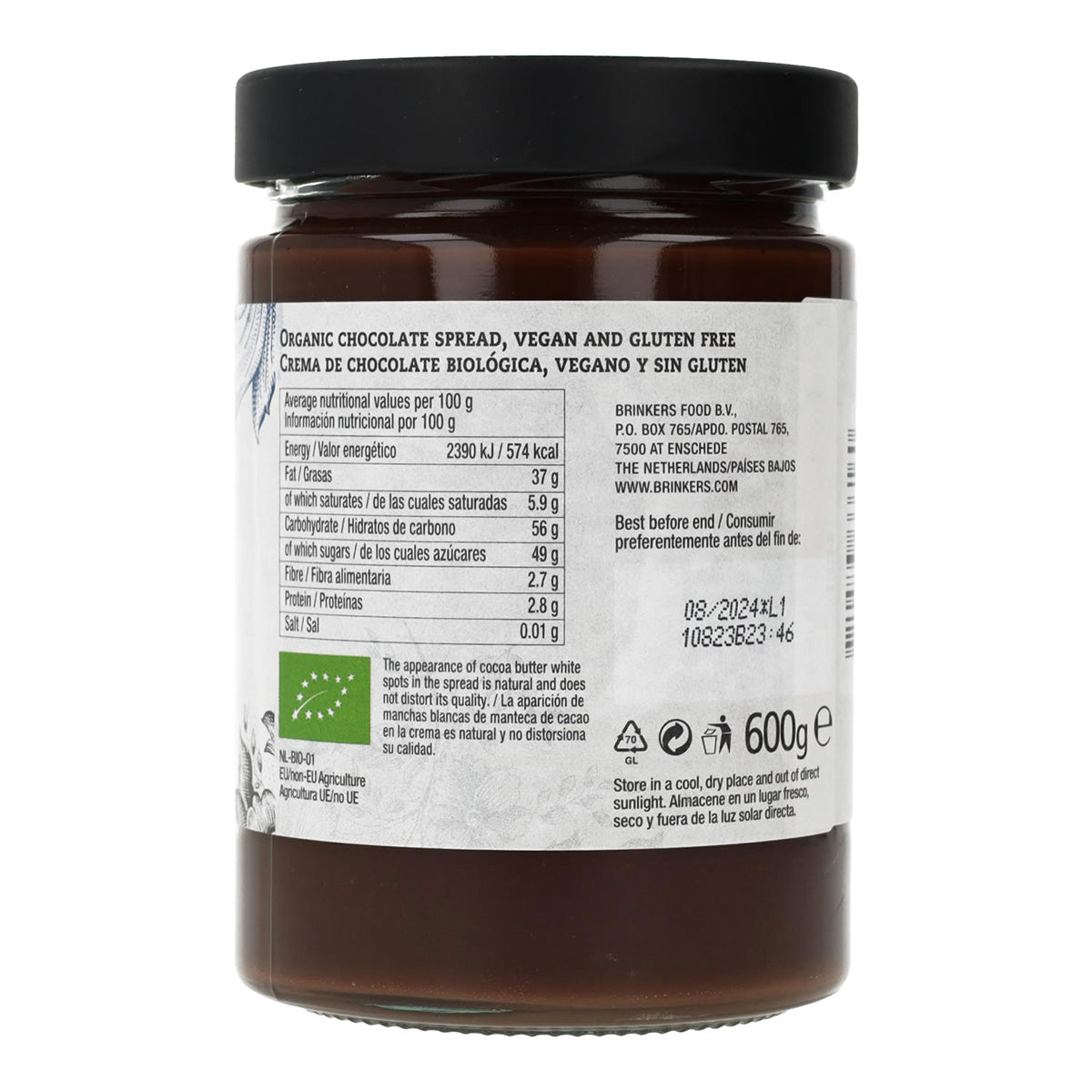Crema Chocolate Vegana Sin Gluten La Vida Vegan 600 g