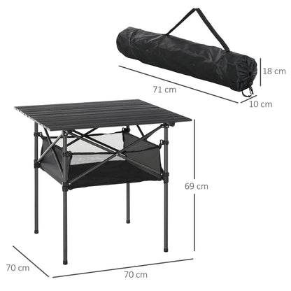 Mesa De Camping Plegable Outsunny Negro 70x70x69 Cm_2