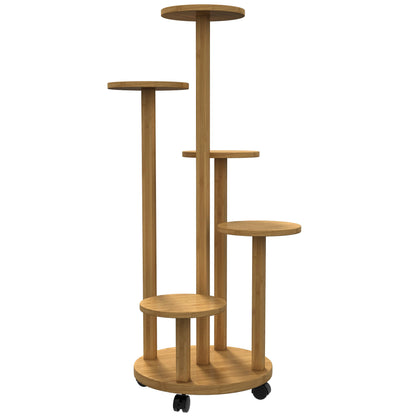Soporte Para Plantas Outsunny Bambú Madera Natural 33x33x90 Cm_0