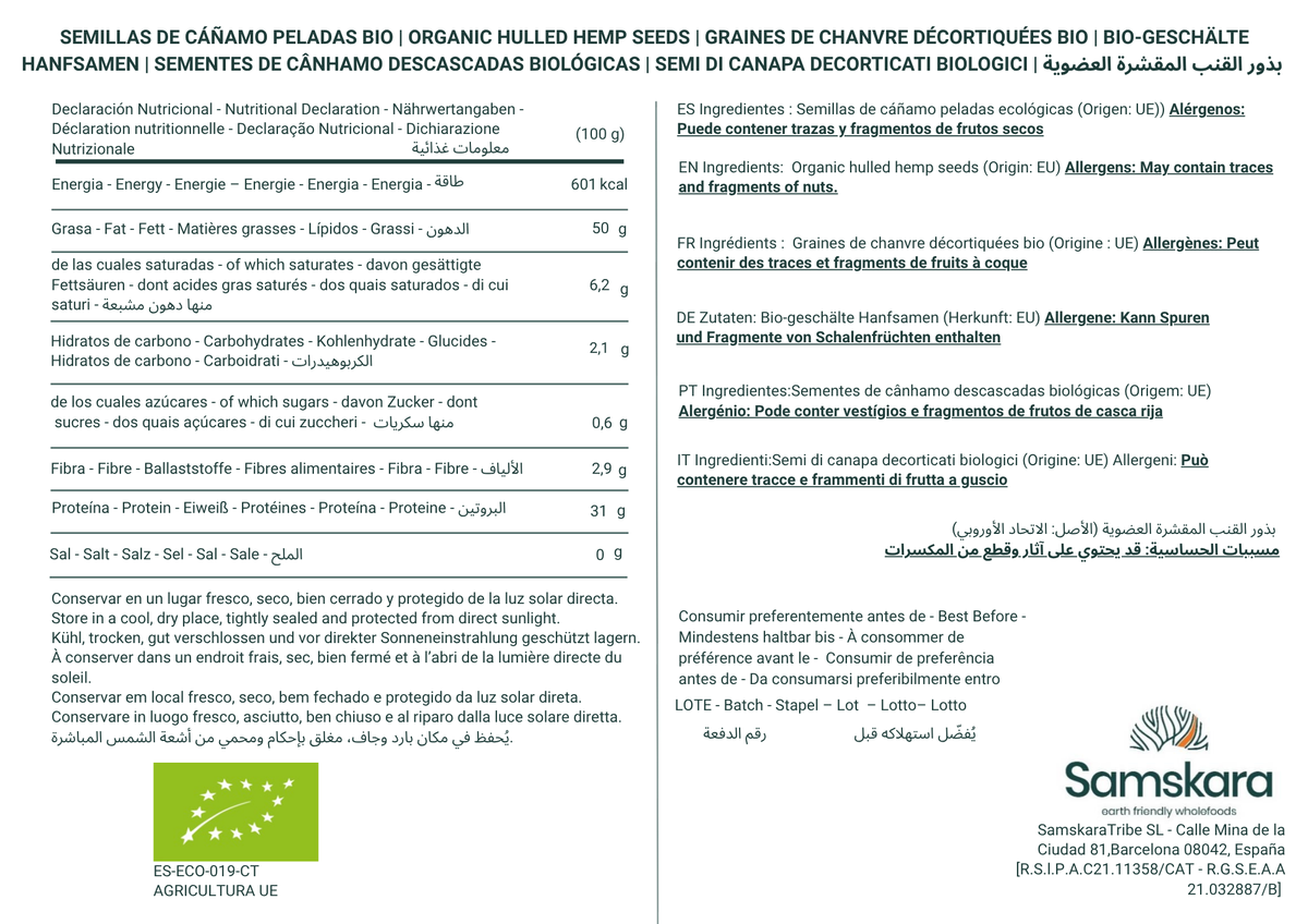 Semillas De Cáñamo Peladas Bio - Pack 2 X 1kg (2 Envases Retail) | Superalimento Ecológico Vegano Para Batidos_1