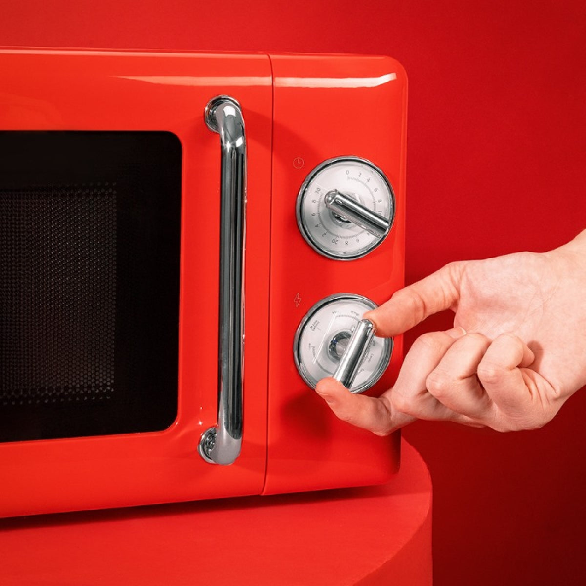 Microondas Mecánico Con Grill De 20 L Proclean 3110 Retro Red. 700 W En 6 Niveles, Temporizador Hasta 30 Minutos, Modo Descongelación, Diseño Vintag_1