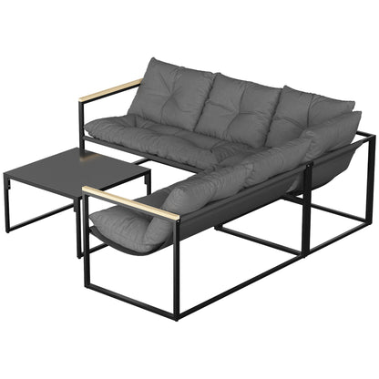Muebles De Jardín Outsunny Metal, Textilene Gris 189x189x62 Cm_4