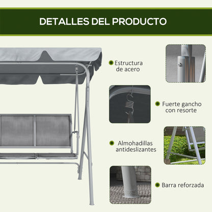 Columpio De Jardín Outsunny Poliéster Gris 171x108x154 Cm_5