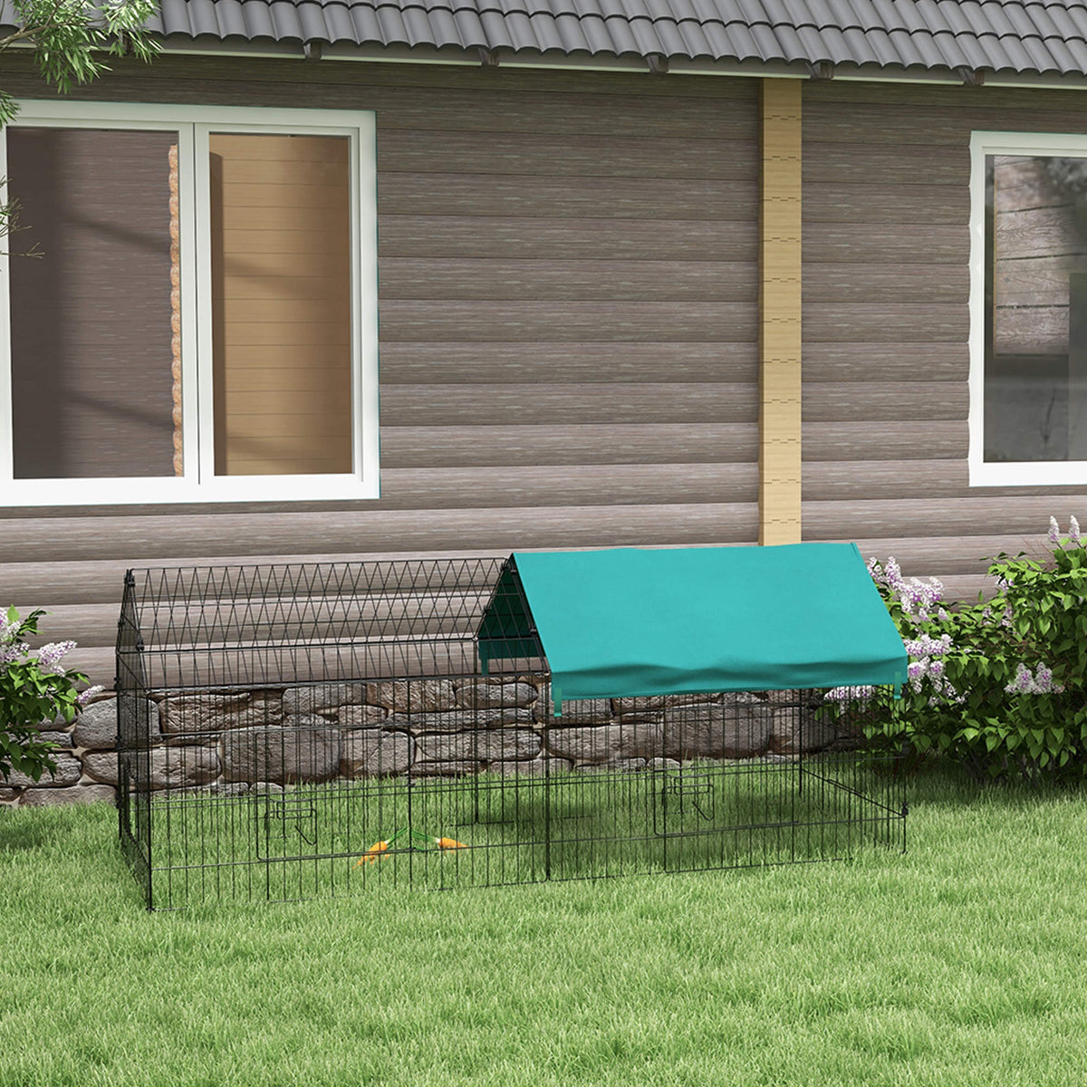 Jaula Animales Pequeños Pawhut Acero Verde 185x75x75 Cm_1