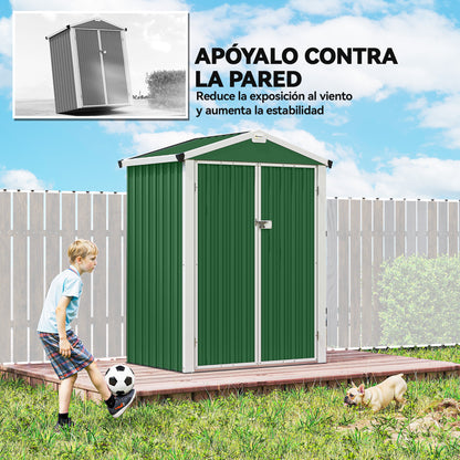 Outsunny Caseta De Jardín Exterior 1,1 M² 136x87x178 Cm Puertas Abatibles Verde_5