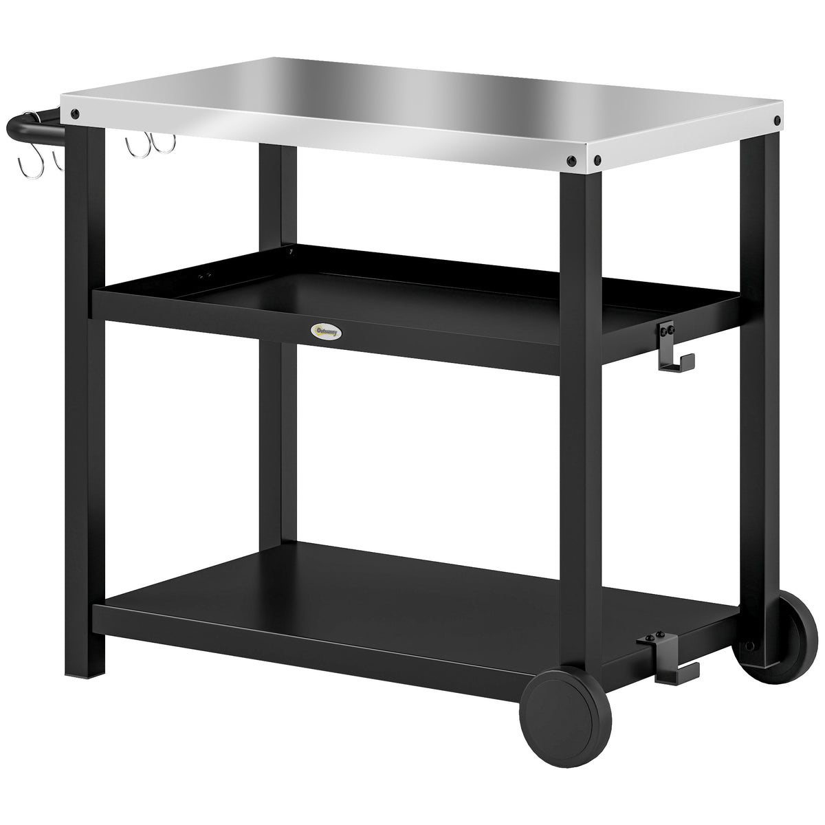 Carrito De Parrilla Outsunny Metal, Acero Inoxidable Gris Carbón 102x50x81 Cm_0