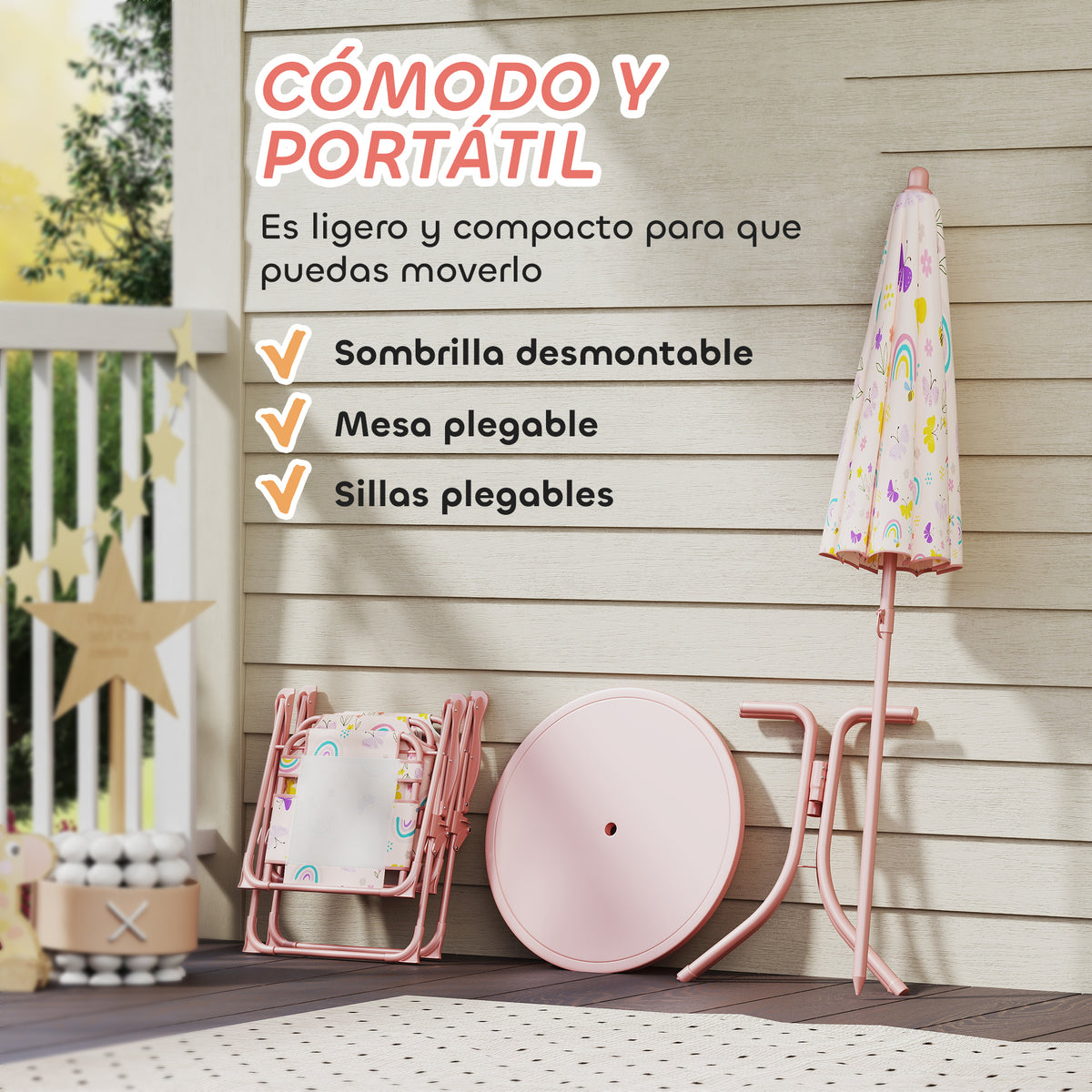 Conjunto Infantil Jardín Aiyaplay Acero, Poliéster Rosa 49.5x49.5x50 Cm_5