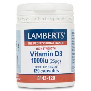 Vitamina D3 1000UI (25 µg) Lamberts, 120 cápsulas