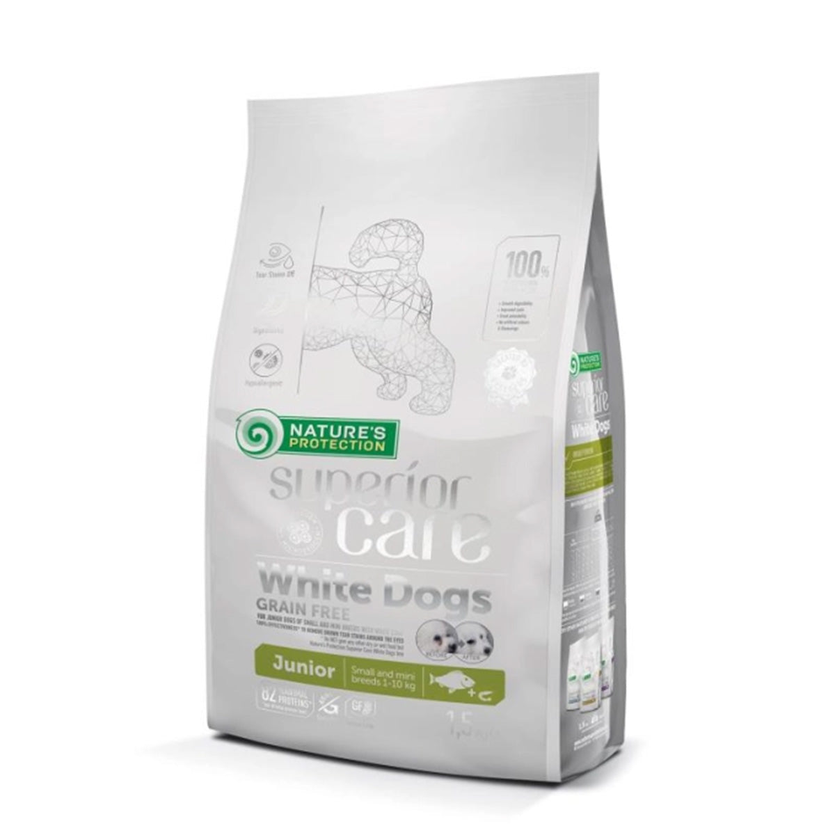 Nature's Protection White Dog Pienso grain free Pescado cachorro razas pequeñas 1,5 Kg