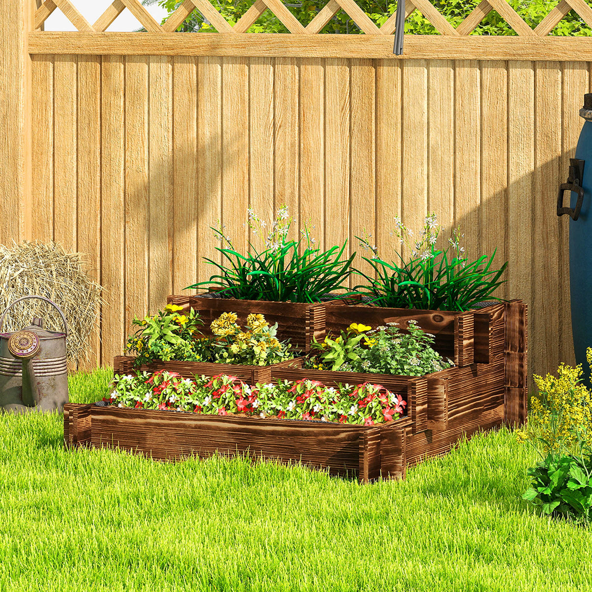 Jardinera Outsunny Madera De Abeto Carbonizado 93x93x35 Cm_4