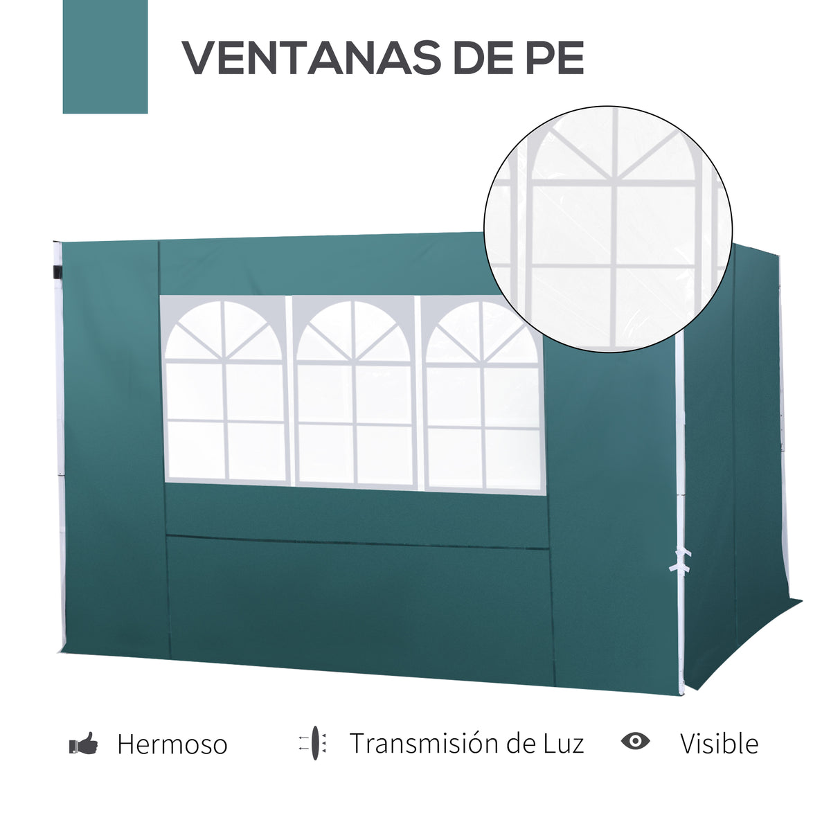 2 Paredes Parte Laterales De Carpa Plegable Outsunny Verde 300x200 Cm_4