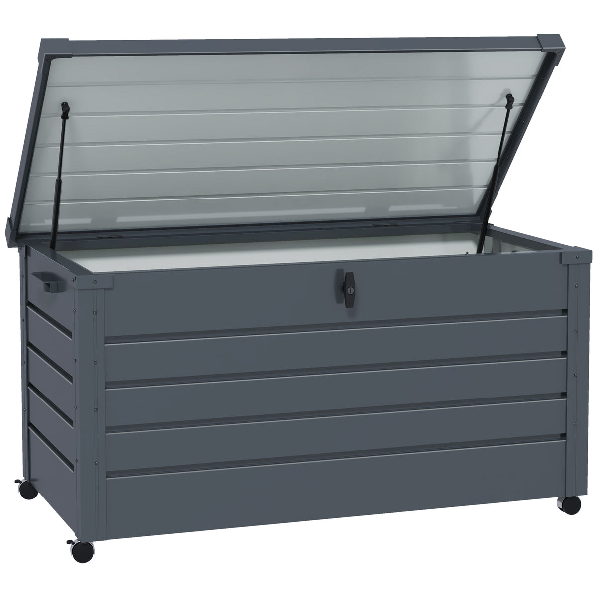 Baúl De Exterior Outsunny Acero Galvanizado Gris Oscuro 120x62x66 Cm_0