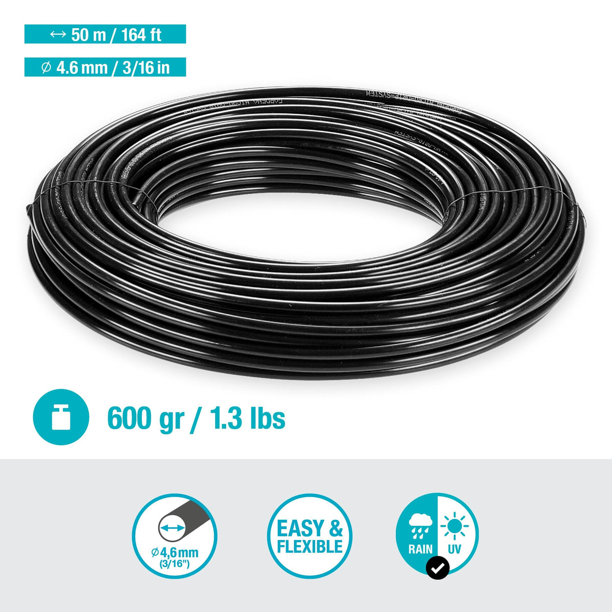 Tubería distribución 4.6 mm (3/16") 50 metros Microdripsystem Gardena