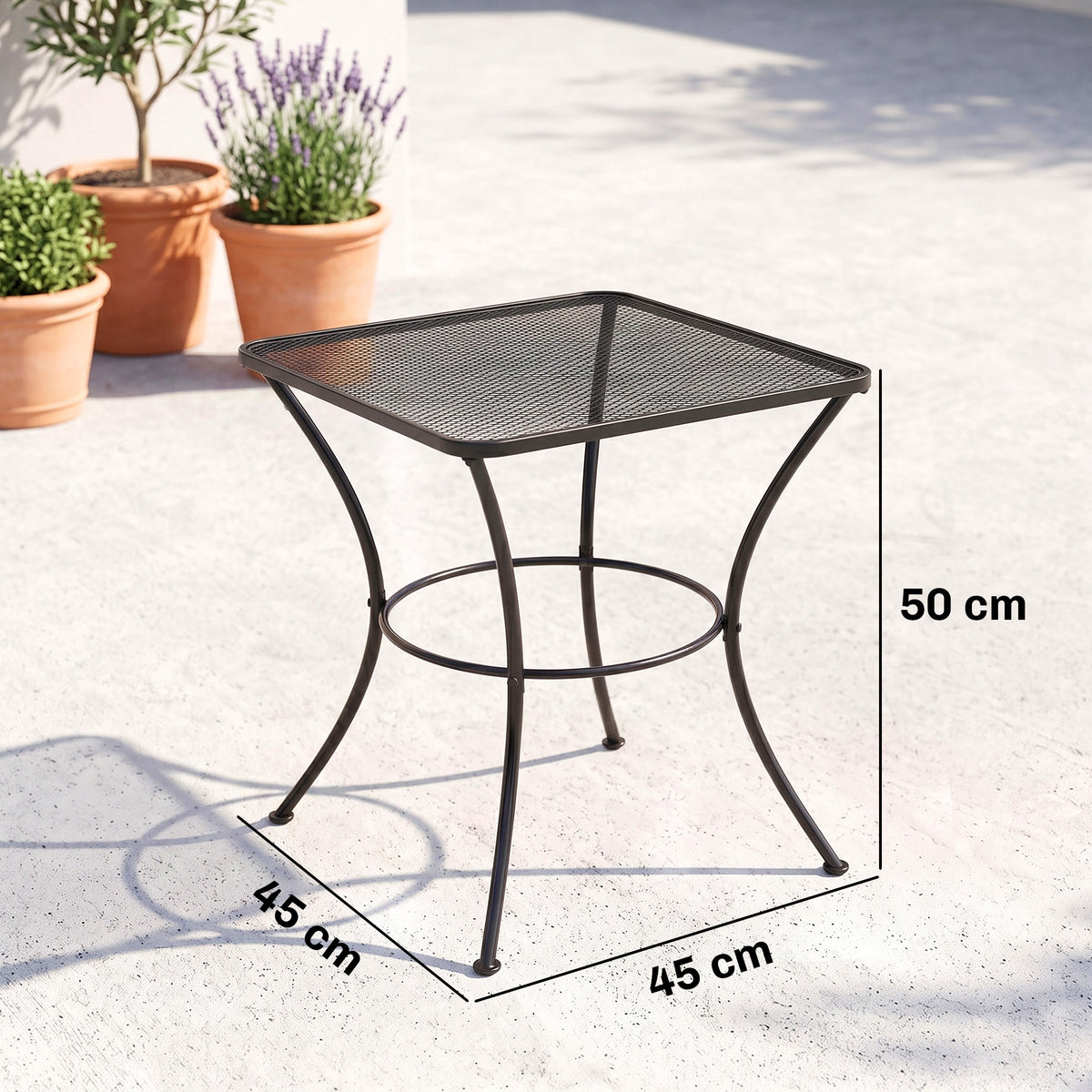 Mesa De Jardín Cuadrada Terraza Balcón Outsunny 45x45x50 Cm Negro_2