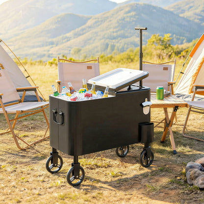 Carrito Nevera Outsunny Acero, Pu Negro 75x35x120 Cm_1
