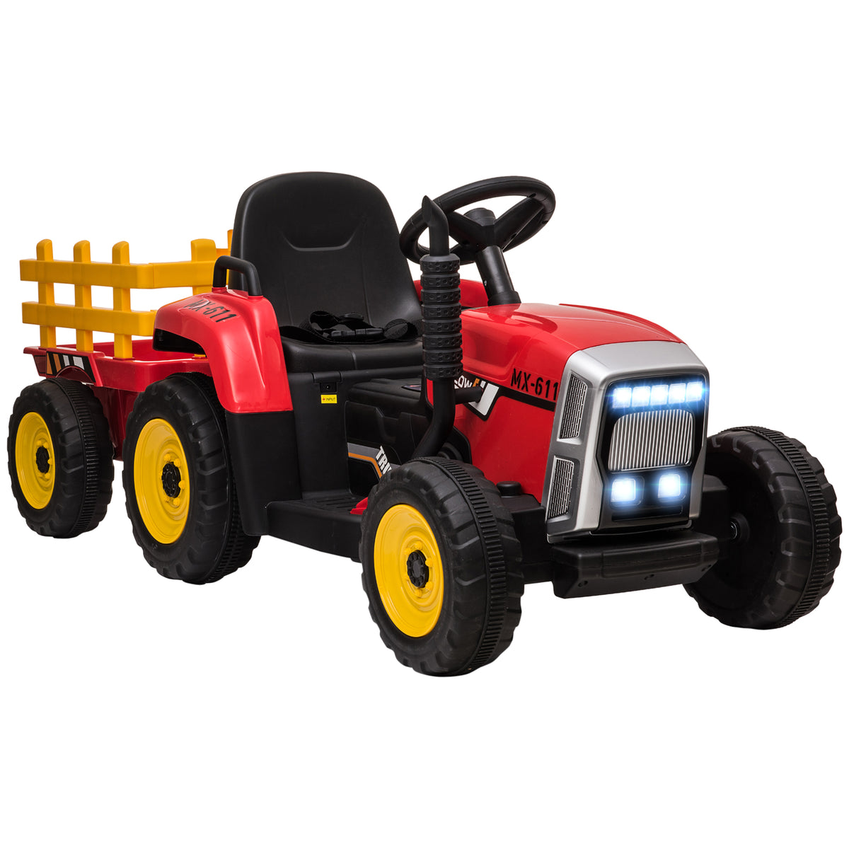 Coche De Batería Infantil Homcom Pp, Metal Rojo 136.5x50x52.5 Cm_0