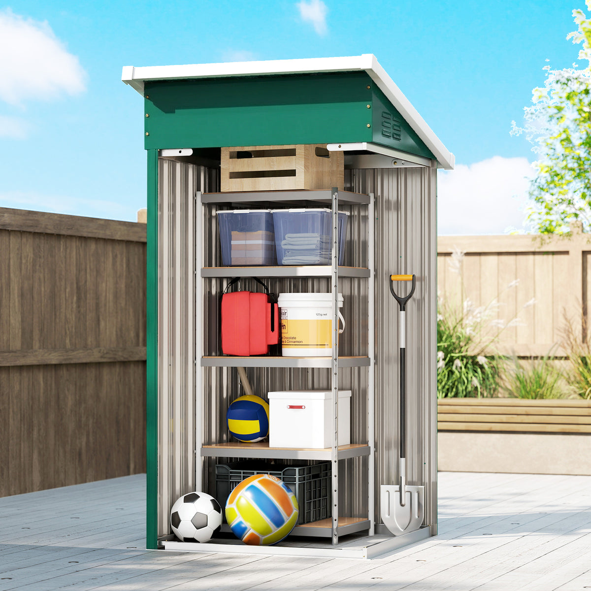Caseta De Jardín Outsunny Acero Galvanizado Verde 107.5x91x185 Cm_3