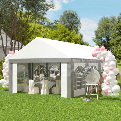 Carpa Para Fiesta Outsunny Acero, Pe Gris Y Blanco 797x397x310 Cm_4
