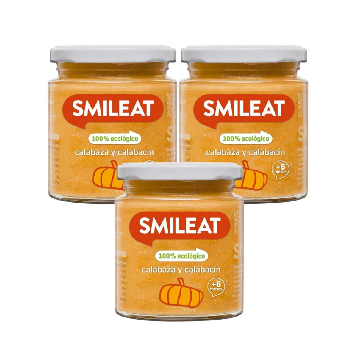 PROMO 3x Tarrito BIO calabaza y calabacín +6 meses Smileat, 230g