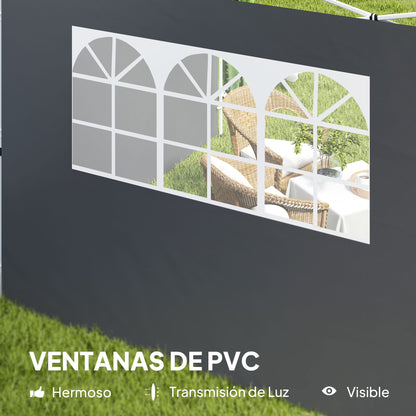 Paredes Laterales Carpa Outsunny Tela Oxford Gris Oscuro 295x200 Cm_5