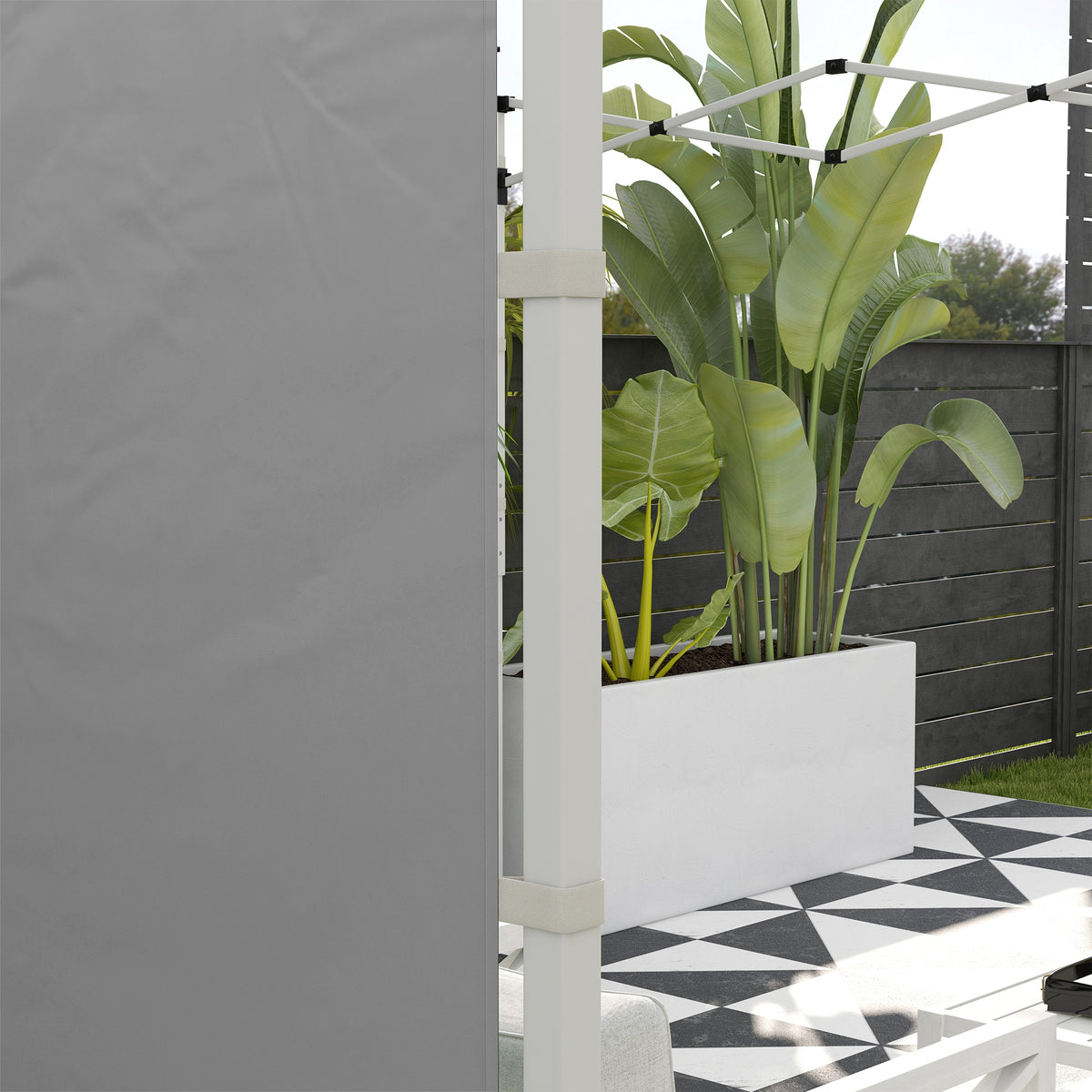 Paredes Laterales Carpa Outsunny Tela Oxford Gris Claro 295x195 Cm_4