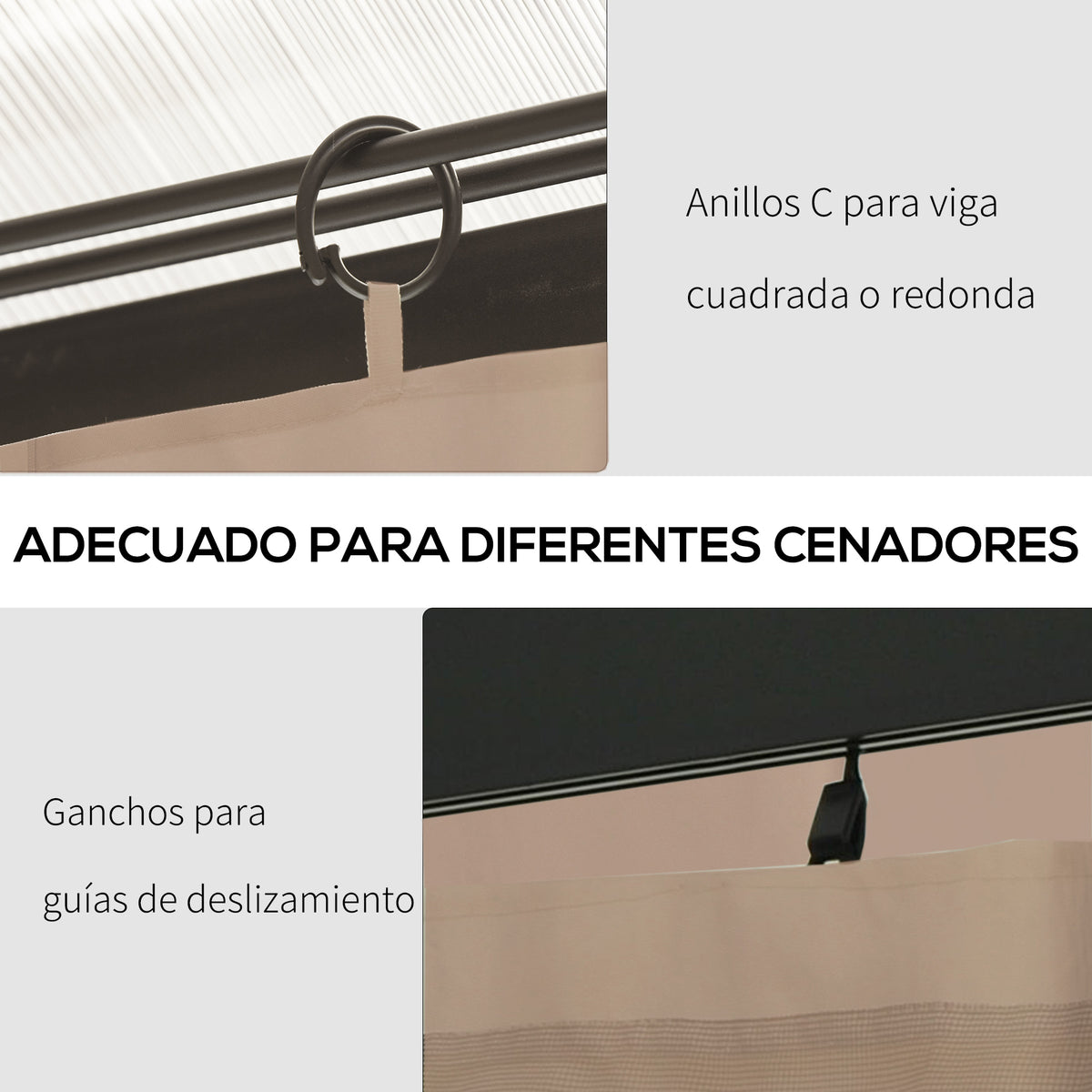 Laterales Para Carpa Outsunny Poliéster Marrón 302x205 Cm_5