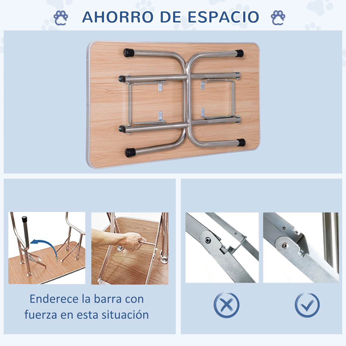 Mesa De Peluquería Para Mascotas Pawhut Azul 107x60x170 Cm_3