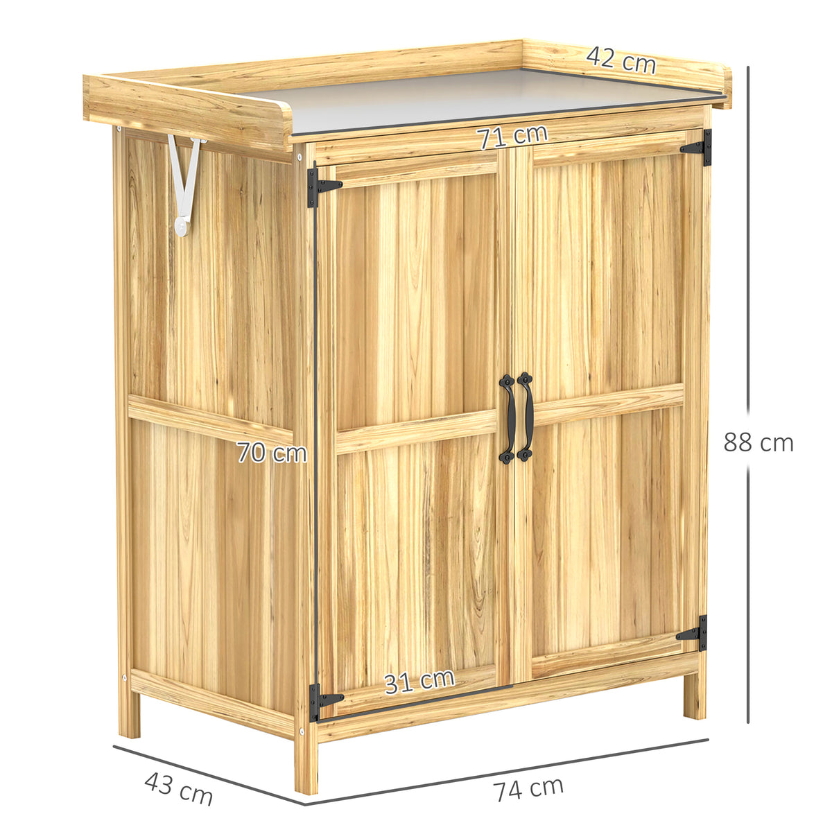 Caseta De Jardín Outsunny Madera De Abeto Madera Natural 74x43x88 Cm_2