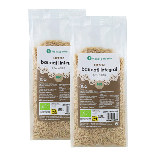 Pack 2x Arroz Basmati integral ECO Planeta Huerto 500 g