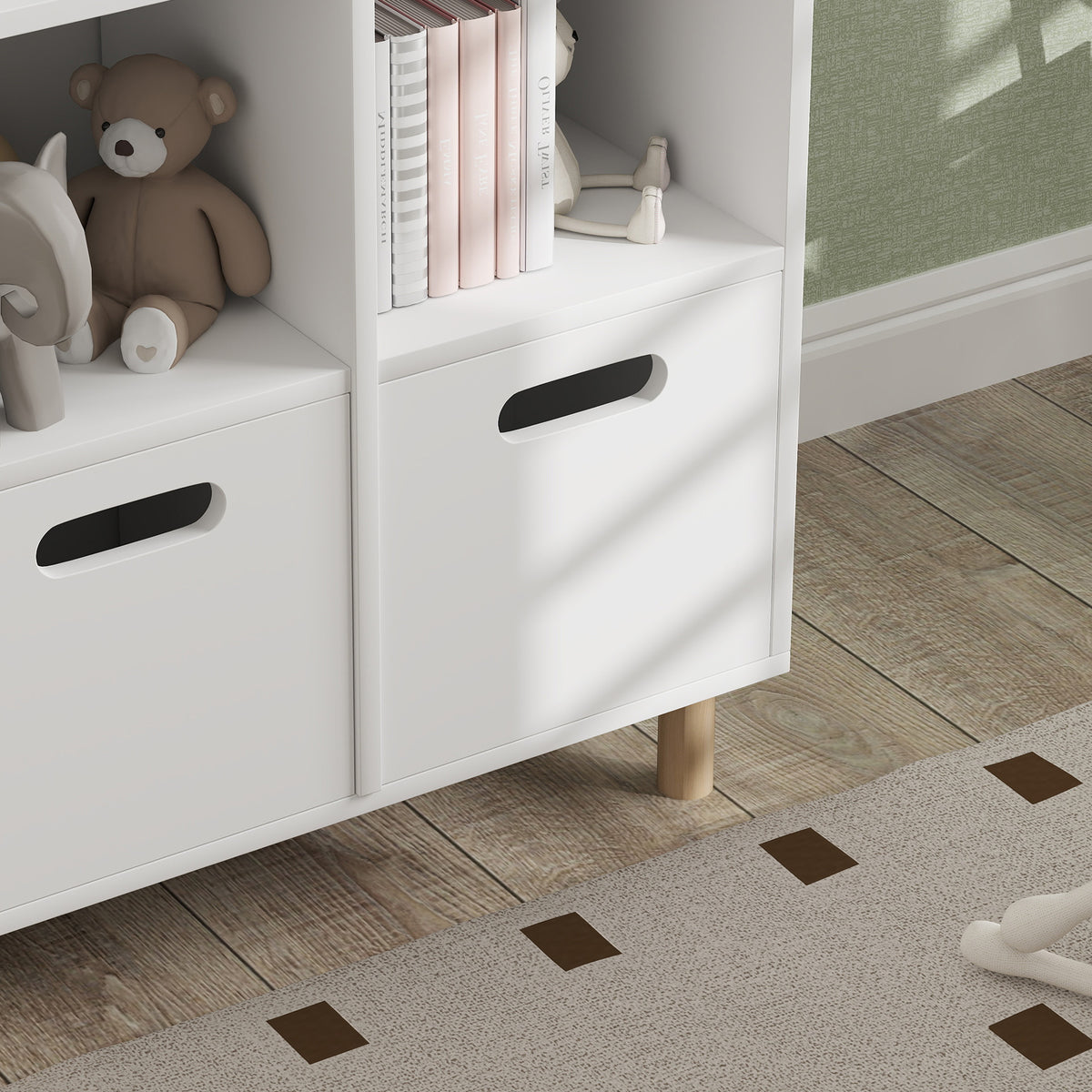 Aiyaplay Librería Infantil 3 Niveles Forma Casa Con 3 Estantes 2 Armarios Blanco_4